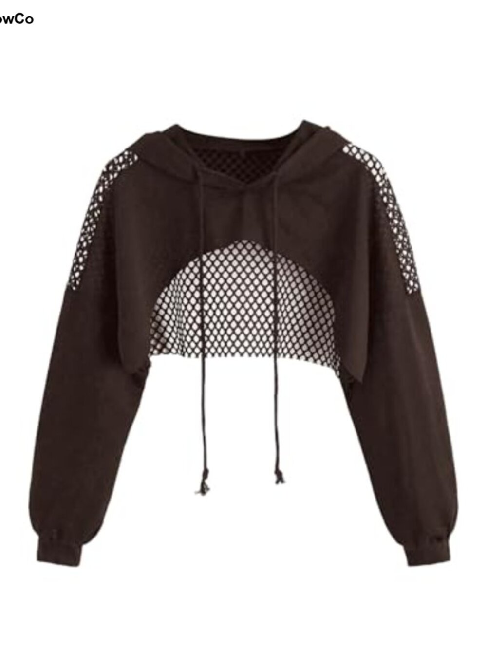 Long Sleeve Cut Out Crop Sweatshirt Drop Shoulder Pullover